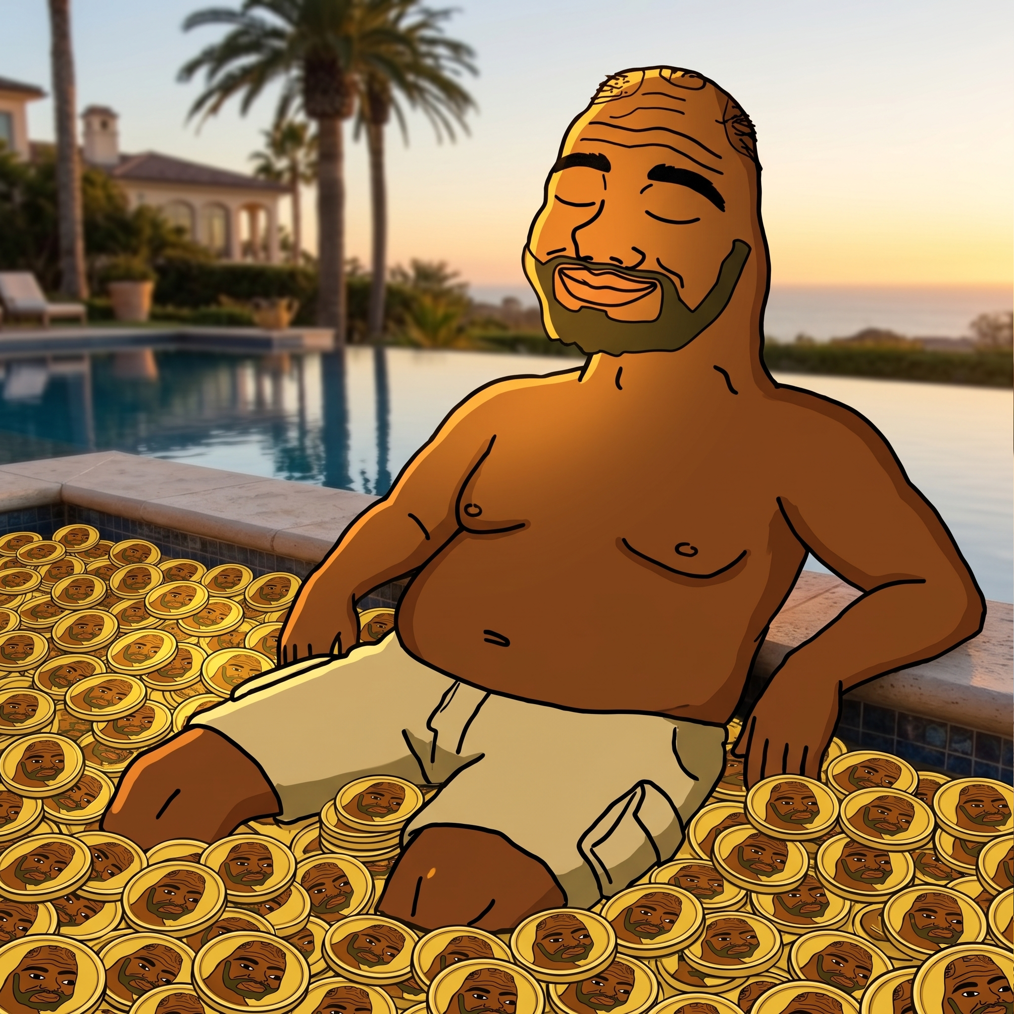 Unc soakin' in a pool of $UNC coins